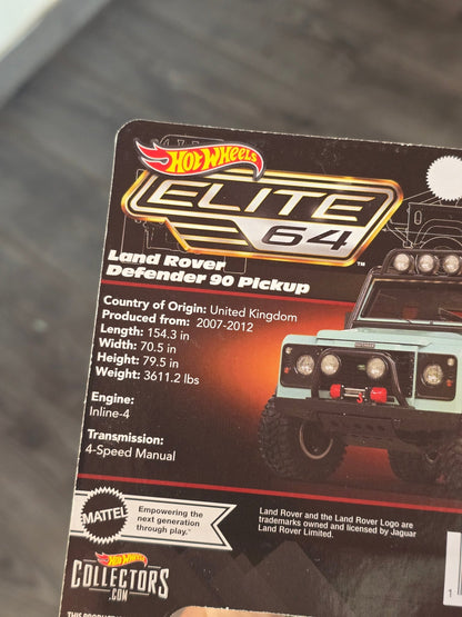Elite64 Hot Wheels Land Rover Defender 90 Pickup - Green (Rare) - Kinder Logs