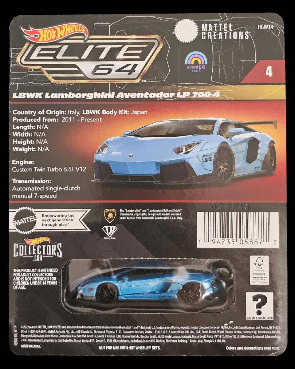 Elite64 Hot Wheels LBWK Lamborghini Aventador LP 700 - 4 - Kinder Logs