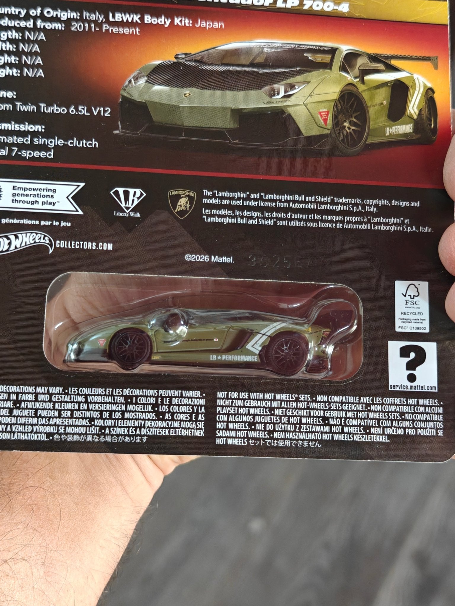 Elite64 Hot Wheels LBWK Lamborghini Aventador LP 700 - 4 - Green (Imported) - Kinder Logs
