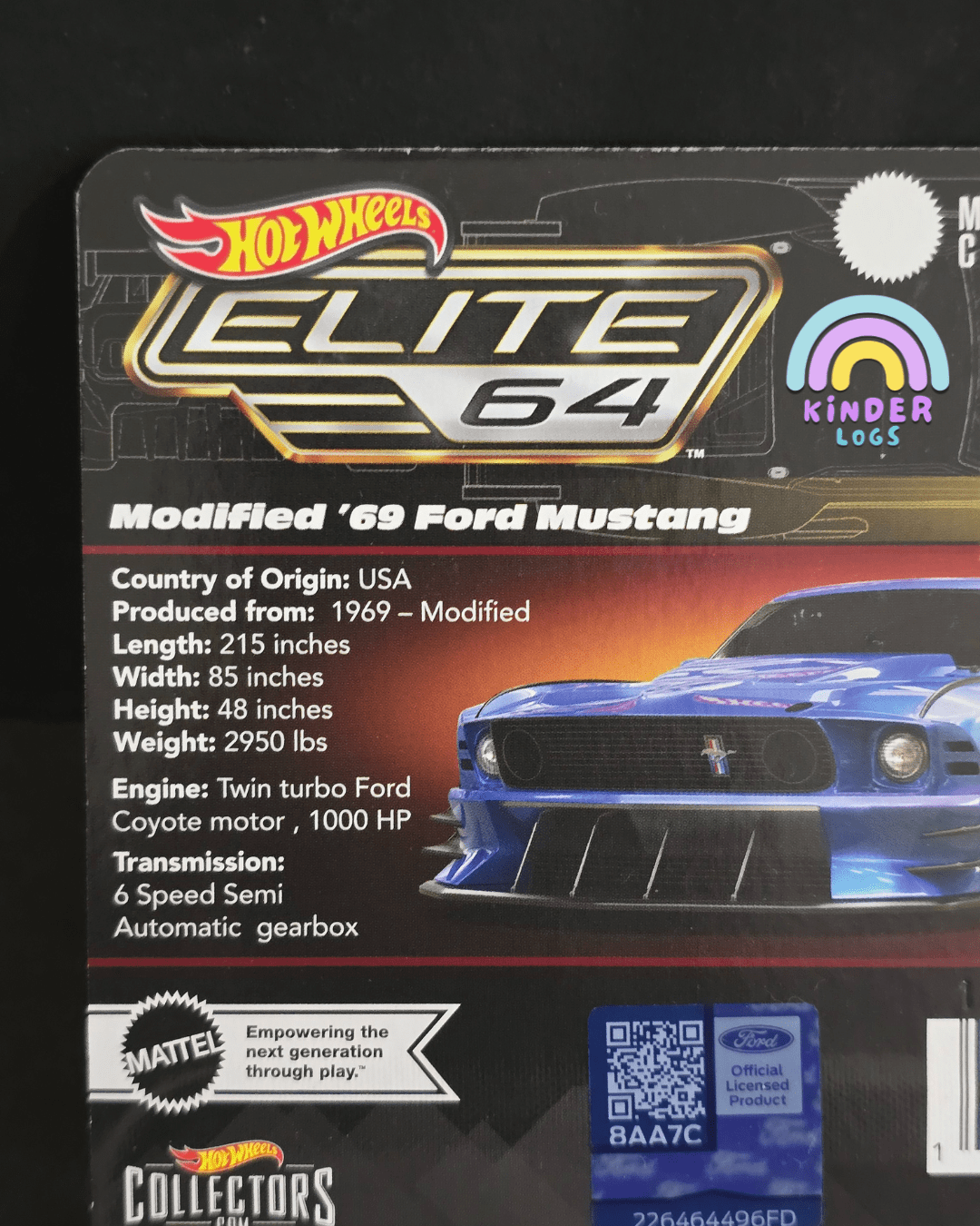 Elite64 Hot Wheels Modified 1969 Ford Mustang (Imported) - Kinder Logs
