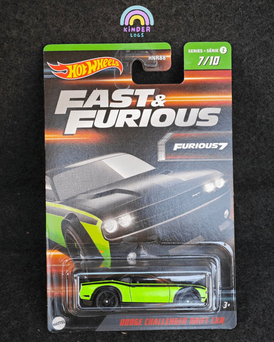 Fast And Furious Hot Wheels Dodge Challenger Drift Car - Kinder Logs