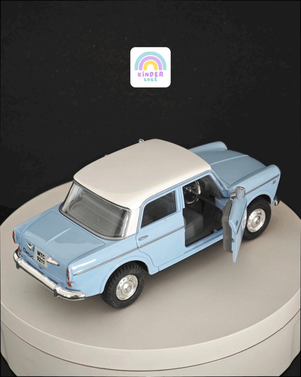 Fiat Premier Padmini Classic Car With Openable Doors (Blue) - Kinder Logs