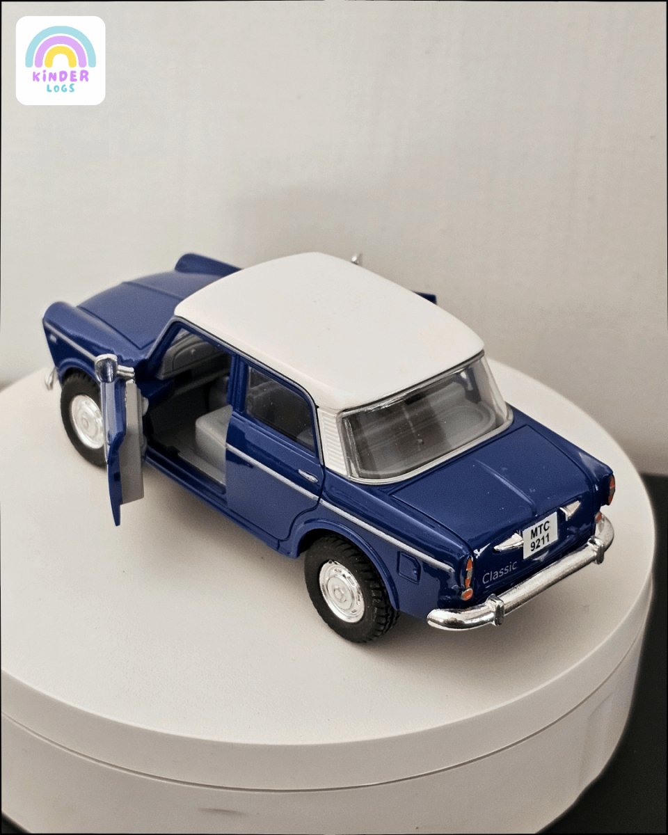 Fiat Premier Padmini Classic Car With Openable Doors (Dark Blue) - Kinder Logs