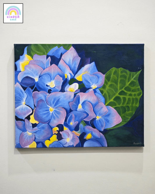 Hand - Painted Hydrangea Oil Panting - Kinder Logs