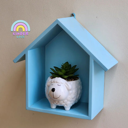 Handmade Hut - Shape Hanging Wall Shelf - Blue 💙 - Kinder Logs