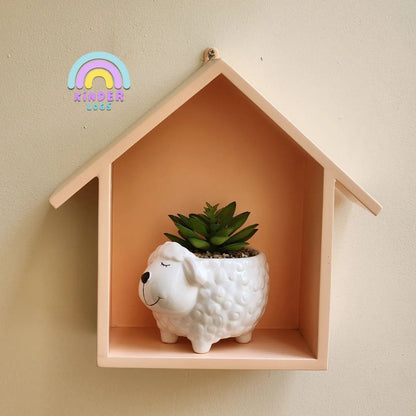 Handmade Hut - Shape Hanging Wall Shelf - Peach Shade - Kinder Logs