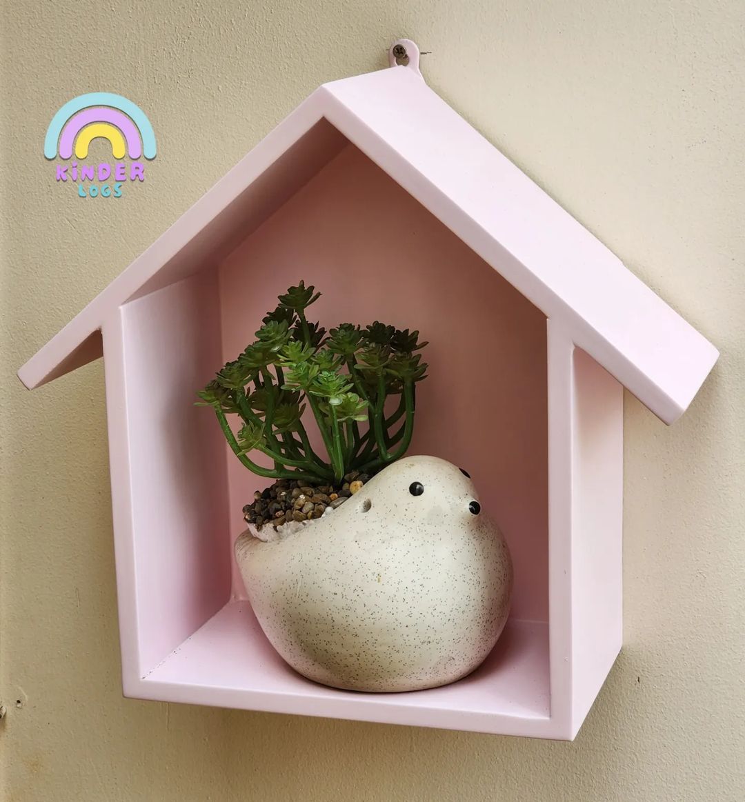 Handmade Hut - Shape Hanging Wall Shelf - Pink 🩷 - Kinder Logs