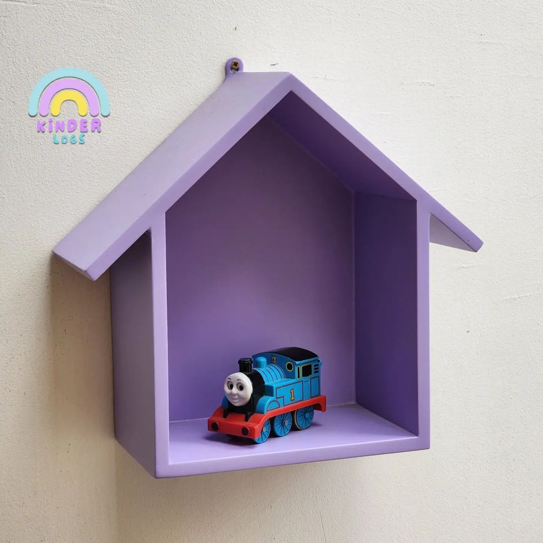 Handmade Hut - Shape Hanging Wall Shelf - Purple 💜 - Kinder Logs