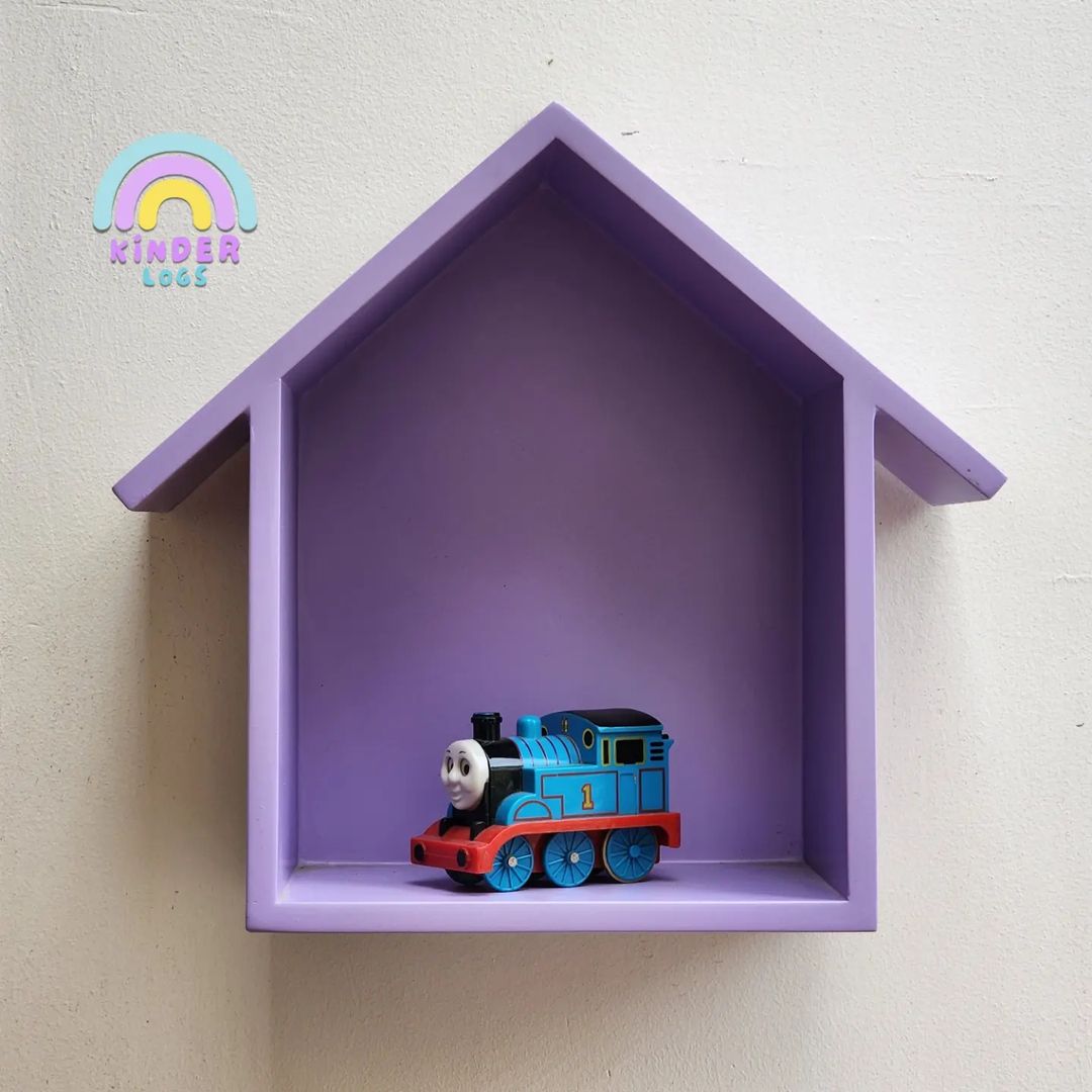 Handmade Hut - Shape Hanging Wall Shelf - Purple 💜 - Kinder Logs
