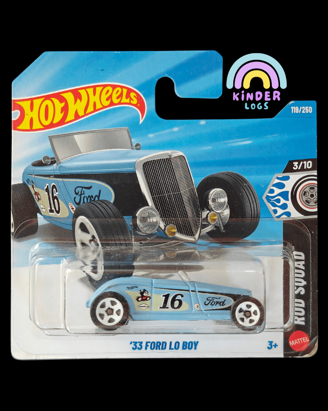 Hot Wheels 1933 Ford Lo Boy - Sky Blue (Imported - Short Card) - Kinder Logs