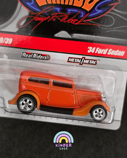 Hot Wheels 1934 Ford Sedan - Larry's Garage 29/39 (Orange) - Kinder Logs