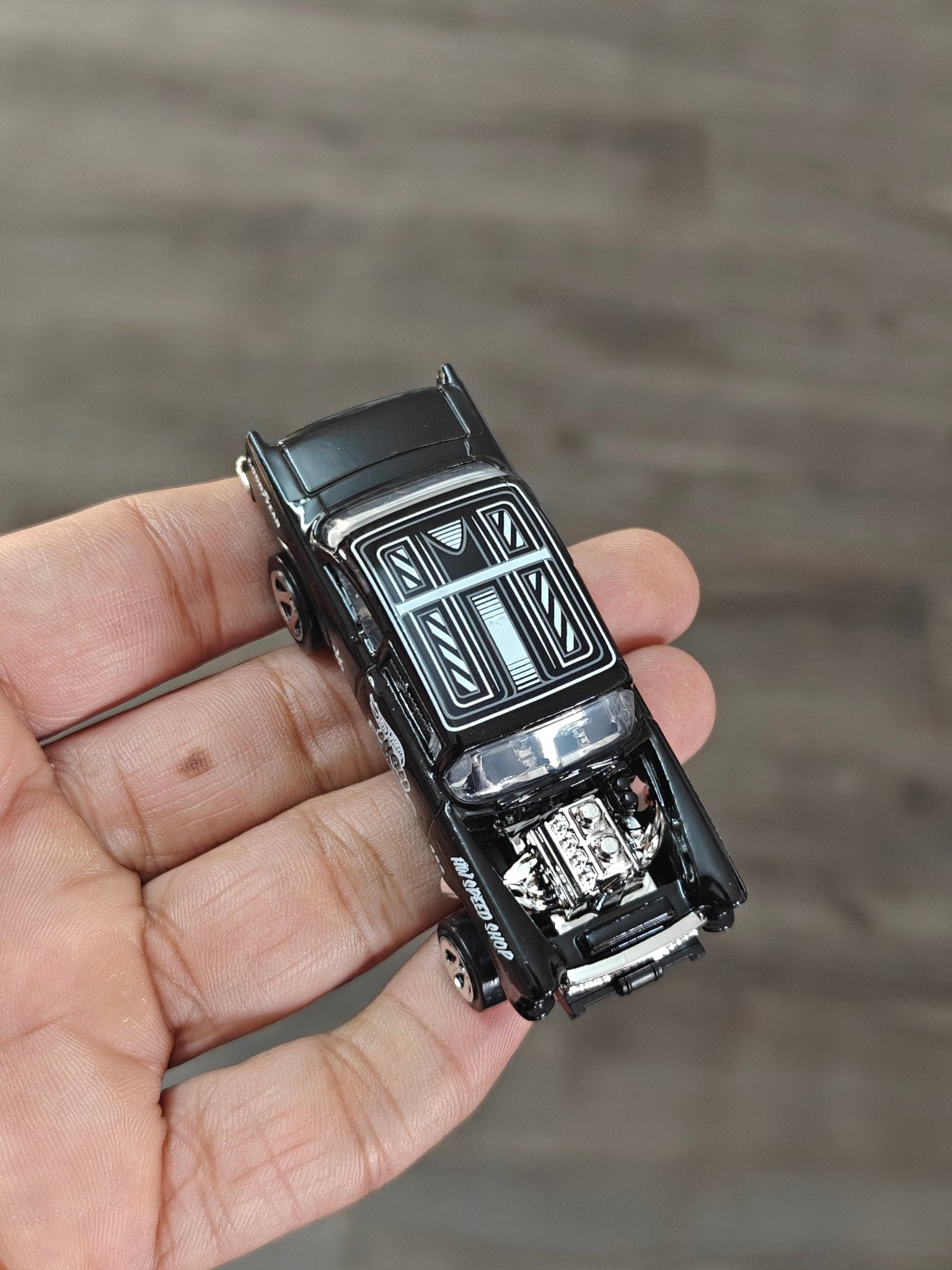 Hot Wheels 1955 Chevy Bel Air Gasser - Black (Uncarded - New) - Kinder Logs