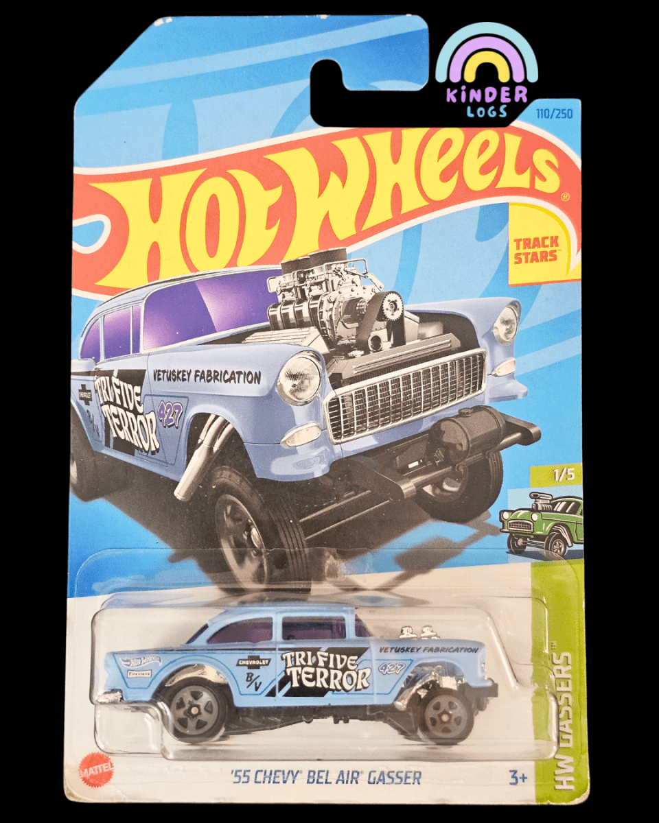 Hot Wheels 1955 Chevy Bel Air Gasser - Blue - Kinder Logs