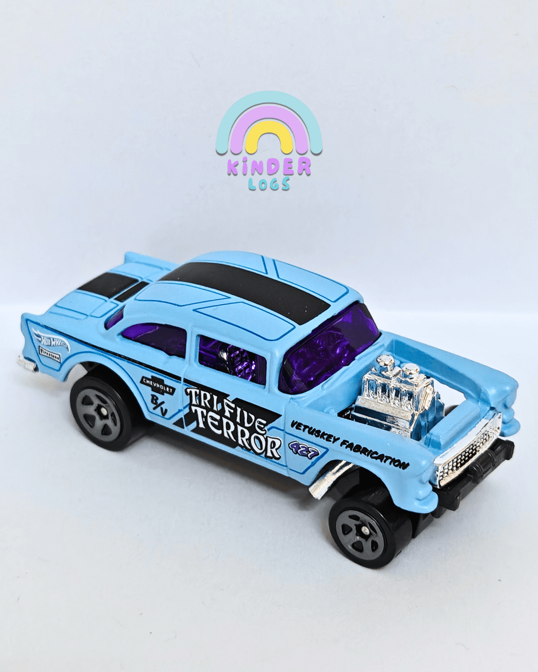 Hot Wheels 1955 Chevy Bel Air Gasser - Blue (Uncarded - New) - Kinder Logs
