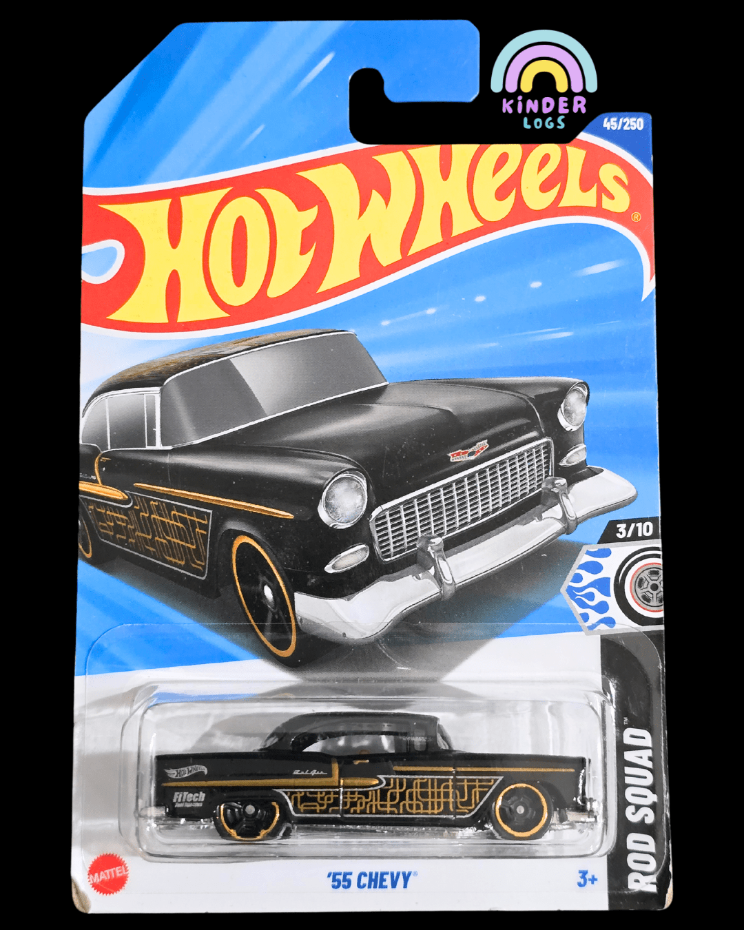 Hot Wheels 1955 Chevy - Black (Imported) - Kinder Logs