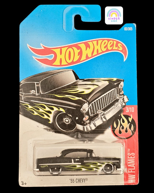 Hot Wheels 1955 Chevy - Black With Green Graphics - Kinder Logs