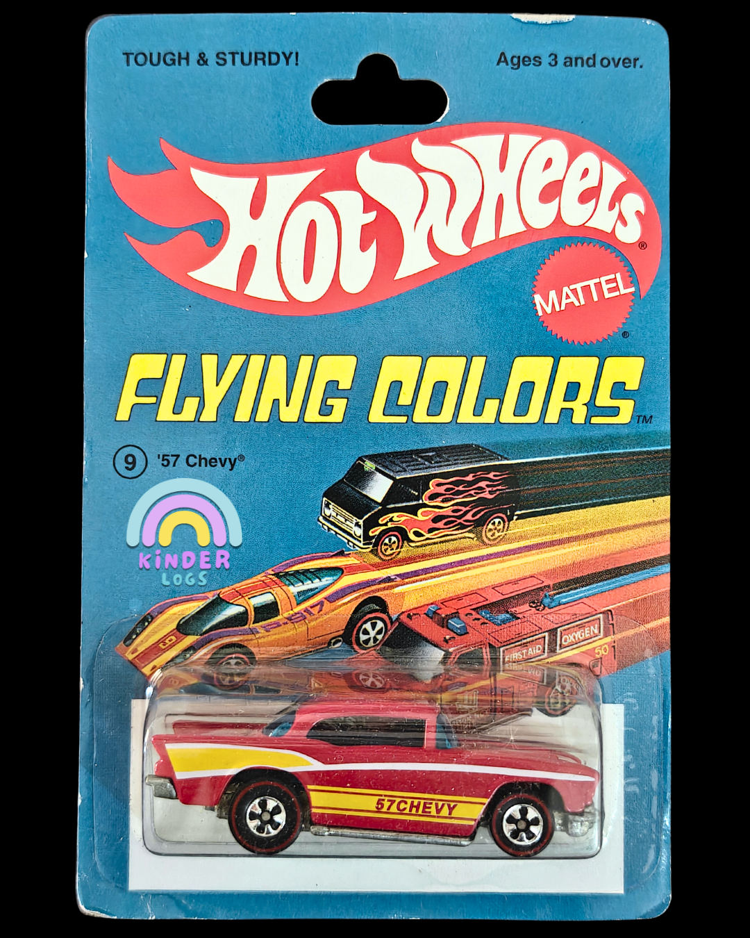 Hot Wheels 1957 Chevy "Flying Colors" (Imported) - Kinder Logs