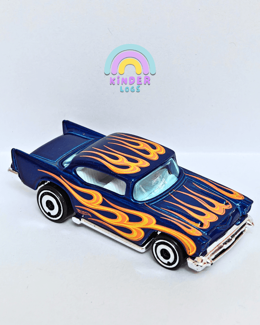 Hot Wheels 1957 Chevy With Flame Graphics - Blue (Uncarded - New) - Kinder Logs