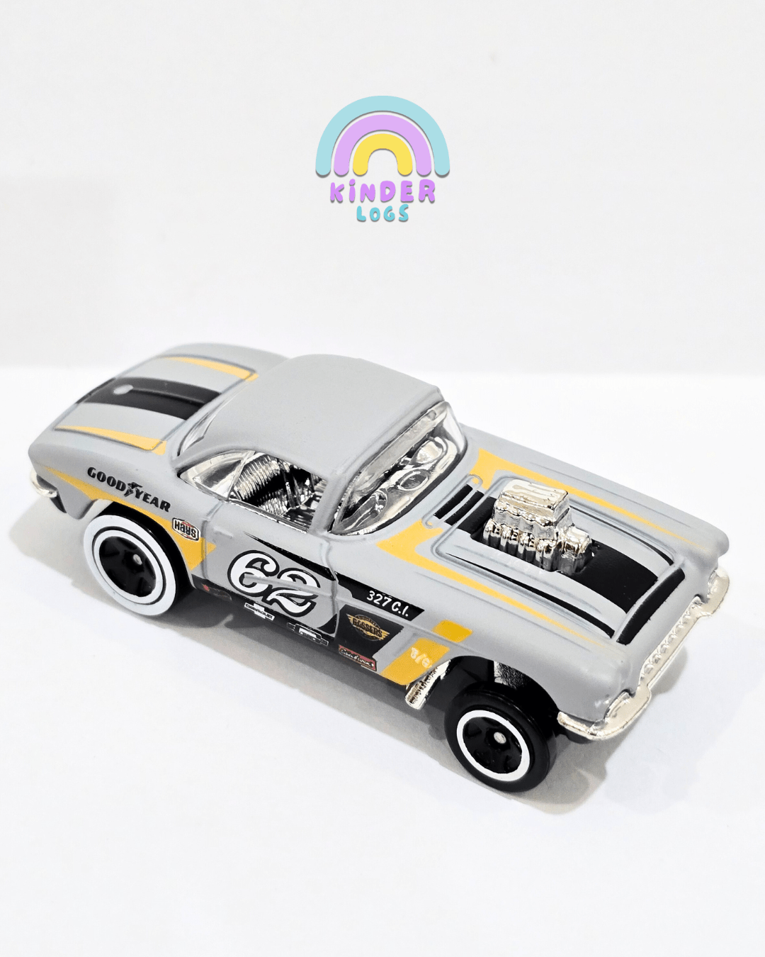 Hot Wheels 1962 Corvette Gasser - Grey (Uncarded) - Kinder Logs