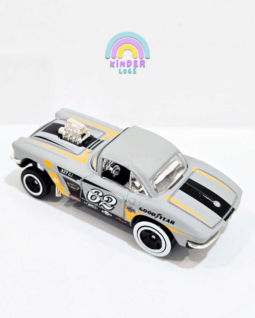 Hot Wheels 1962 Corvette Gasser - Grey (Uncarded) - Kinder Logs