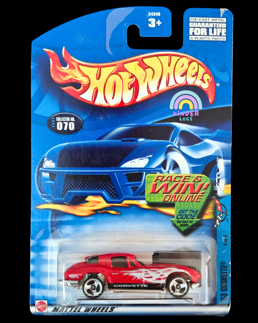 Hot Wheels 1963 Chevrolet Corvette - Red (Imported) - Kinder Logs