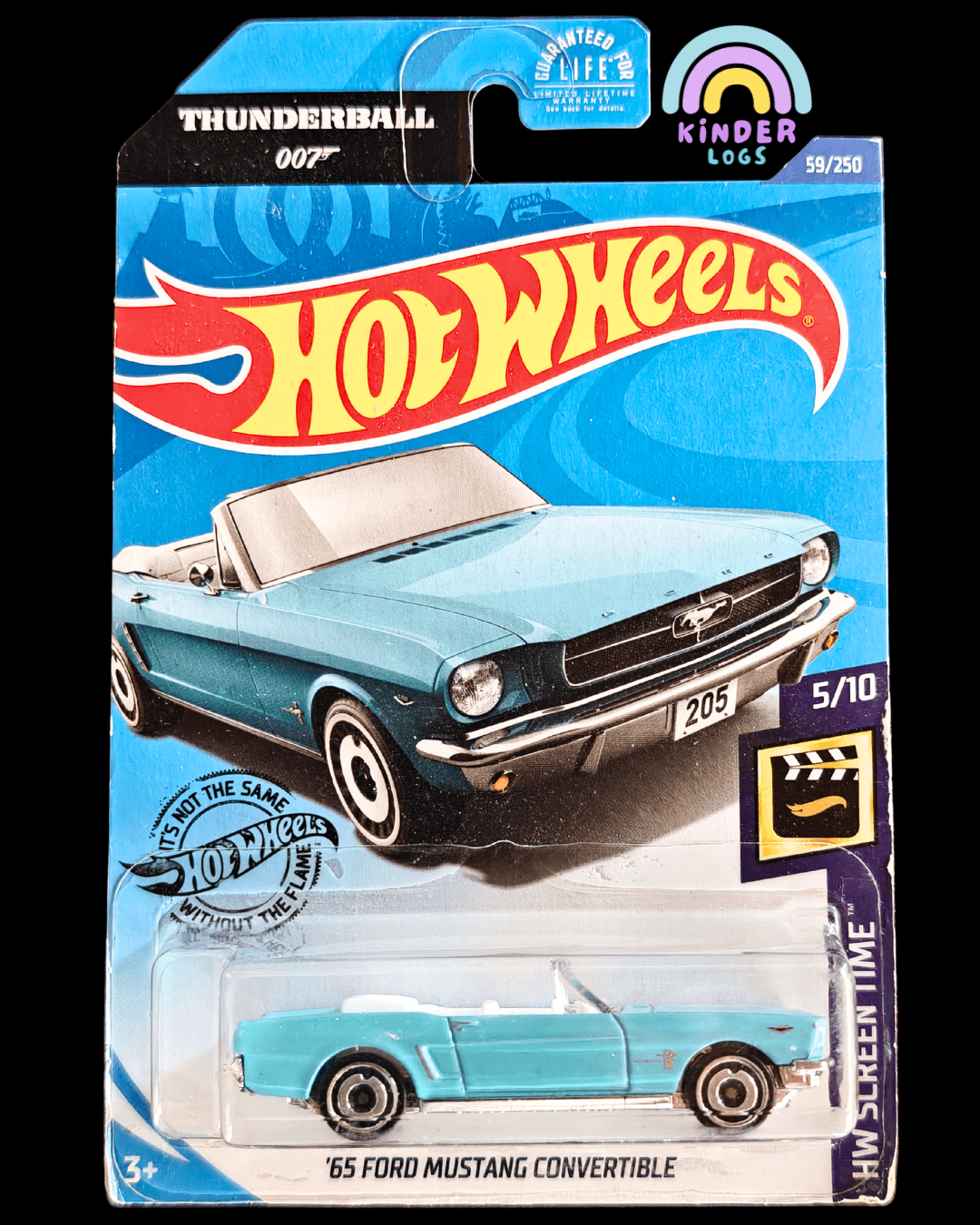 Hot Wheels 1965 Ford Mustang Convertible - Thunderball 007 (Imported) - Kinder Logs