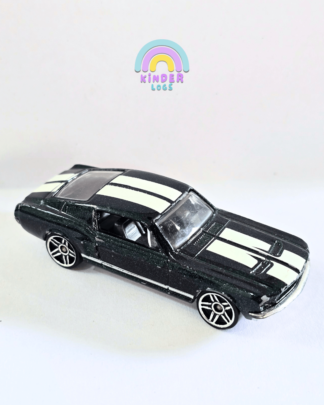 Hot Wheels 1967 Custom Ford Mustang - Dark Green (Used Car) - Kinder Logs