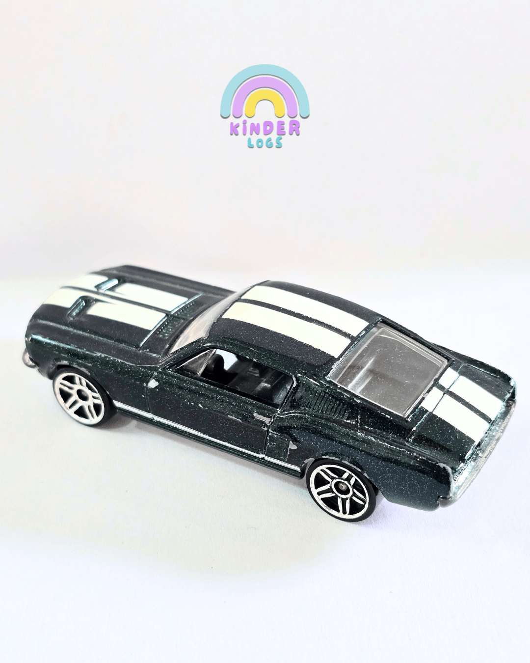 Hot Wheels 1967 Custom Ford Mustang - Dark Green (Used Car) - Kinder Logs