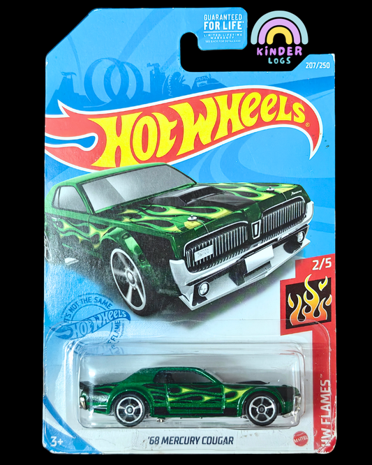Hot Wheels 1968 Mercury Cougar - Dark Green (Imported) - Kinder Logs
