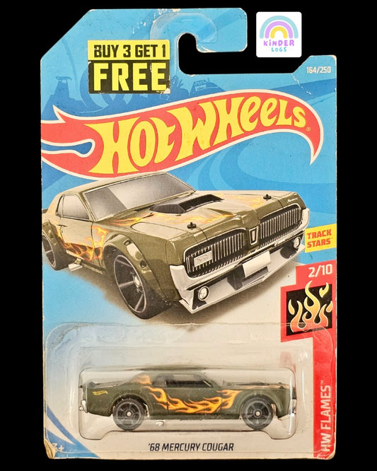 Hot Wheels 1968 Mercury Cougar Flames (Old Card) - Kinder Logs