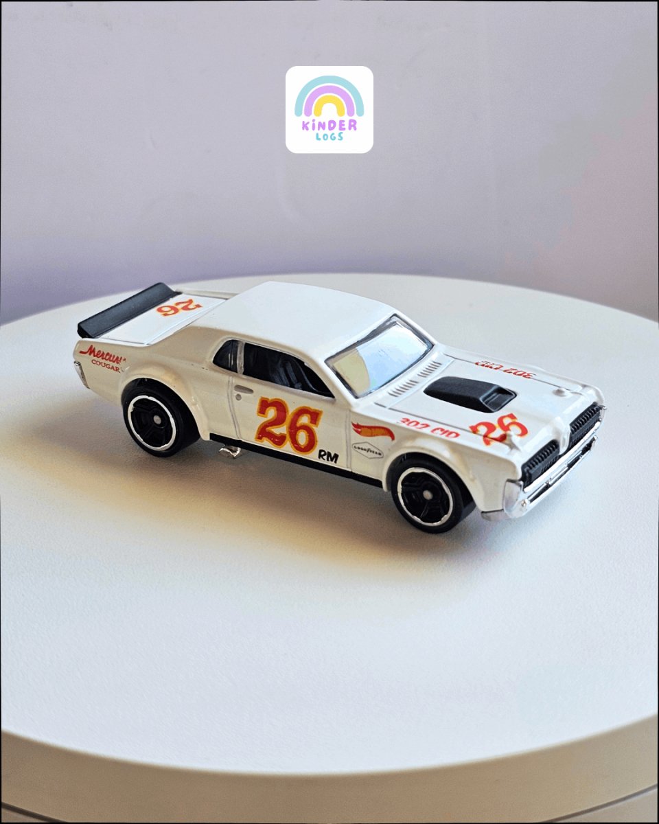 Hot Wheels 1968 Mercury Cougar - White Color (Uncarded) - Kinder Logs