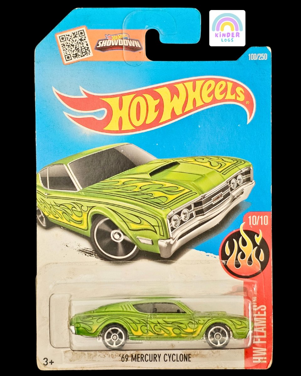 Hot Wheels 1969 Mercury Cyclone Flames (Old Card) - Kinder Logs