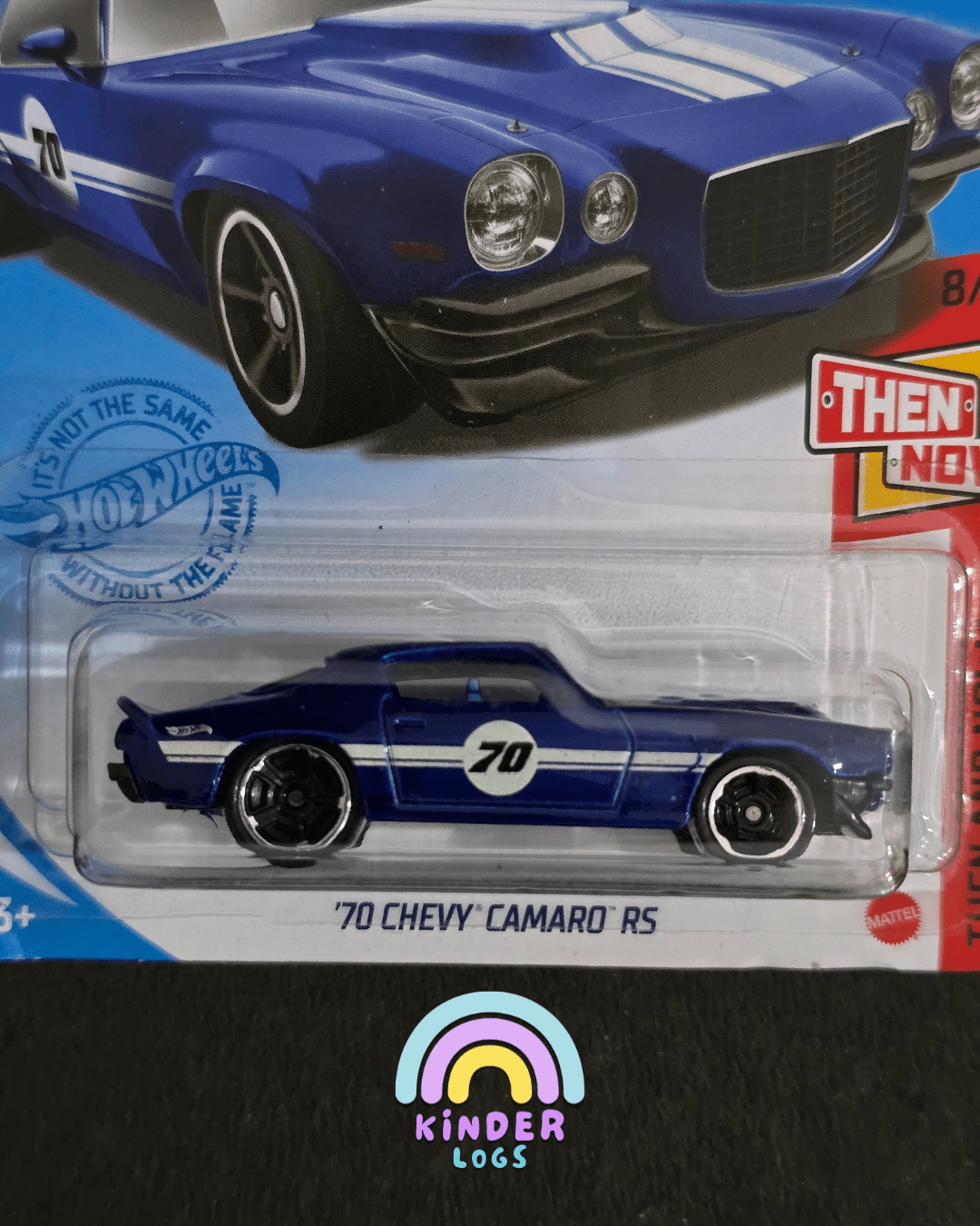Hot Wheels 1970 Chevy Camaro RS - Blue (Imported) - Kinder Logs