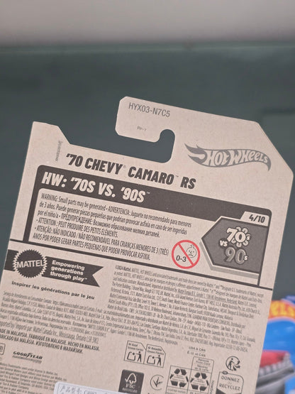 Hot Wheels 1970 Chevy Camaro RS - Gold (Imported) - Kinder Logs