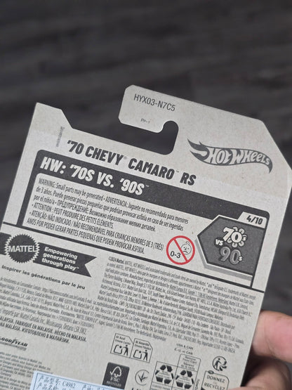 Hot Wheels 1970 Chevy Camaro RS - Gold (Imported) - Kinder Logs