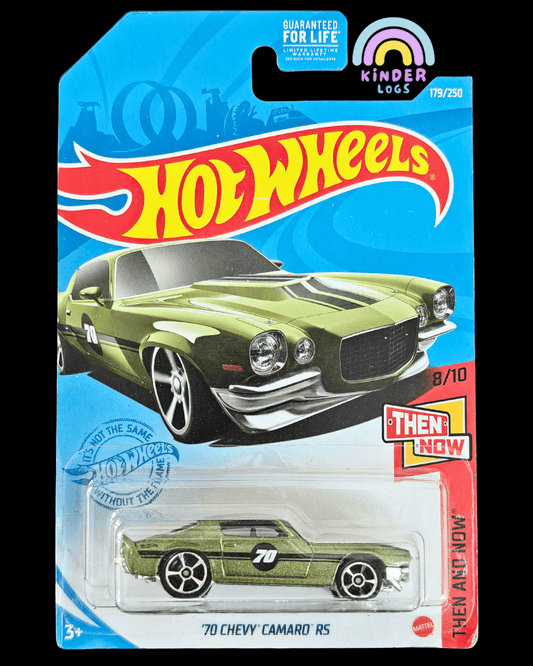 Hot Wheels 1970 Chevy Camaro RS - Green (Imported) - Kinder Logs