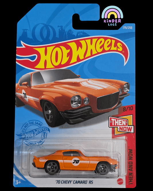 Hot Wheels 1970 Chevy Camaro RS - Orange (Imported) - Kinder Logs
