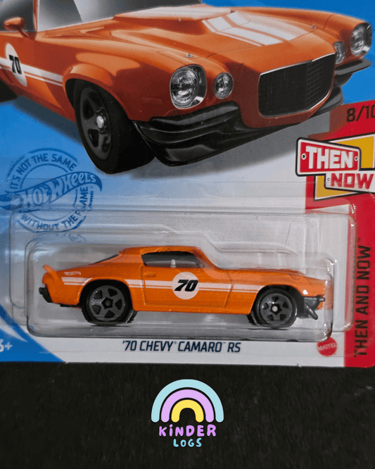 Hot Wheels 1970 Chevy Camaro RS - Orange (Imported) - Kinder Logs