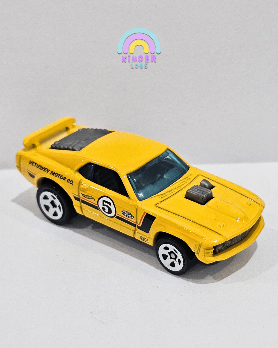 Hot Wheels 1970 Ford Mustang Mach 1 - Yellow (Uncarded) - Kinder Logs