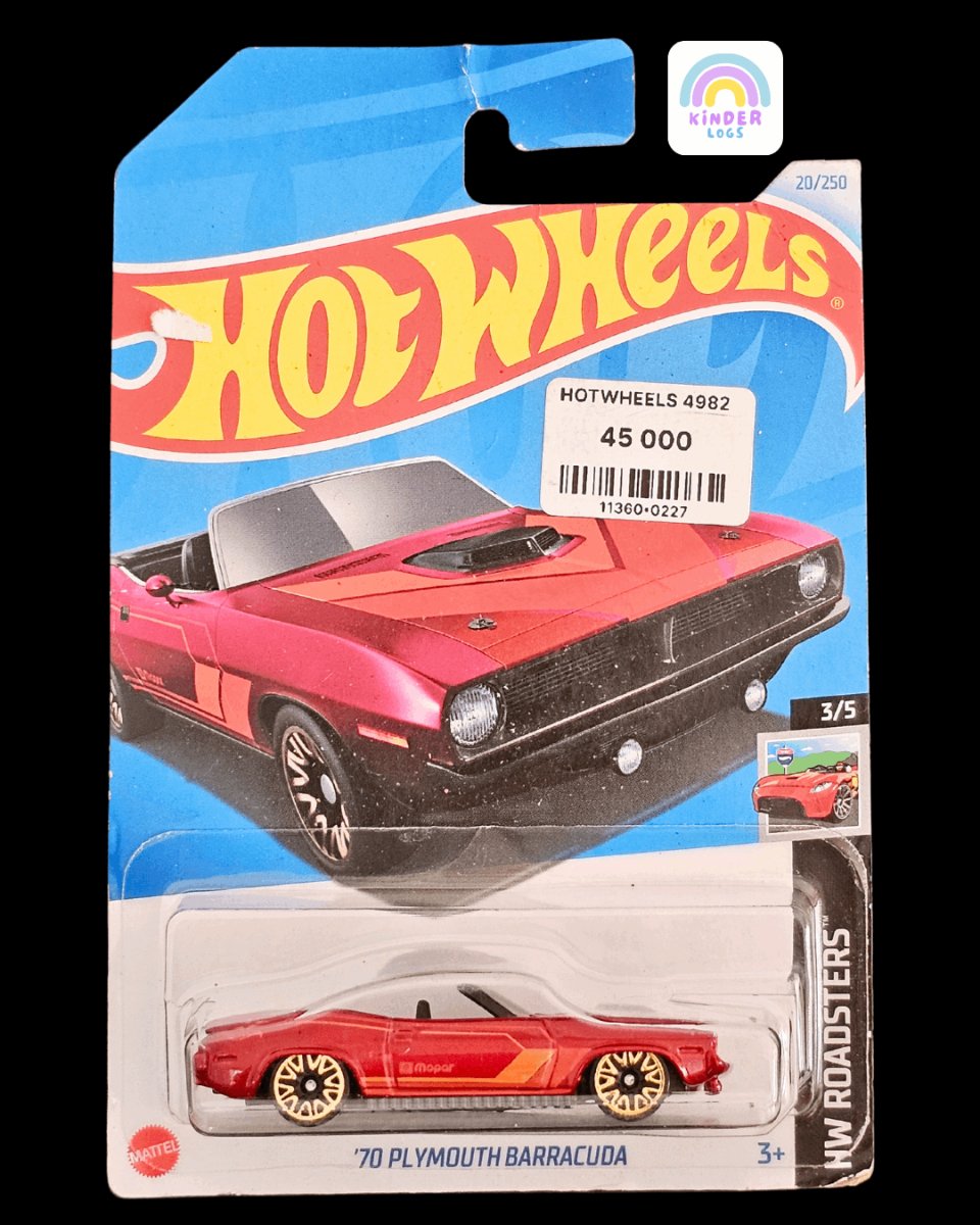 Hot Wheels 1970 Plymouth Barracuda - Red Color - Kinder Logs