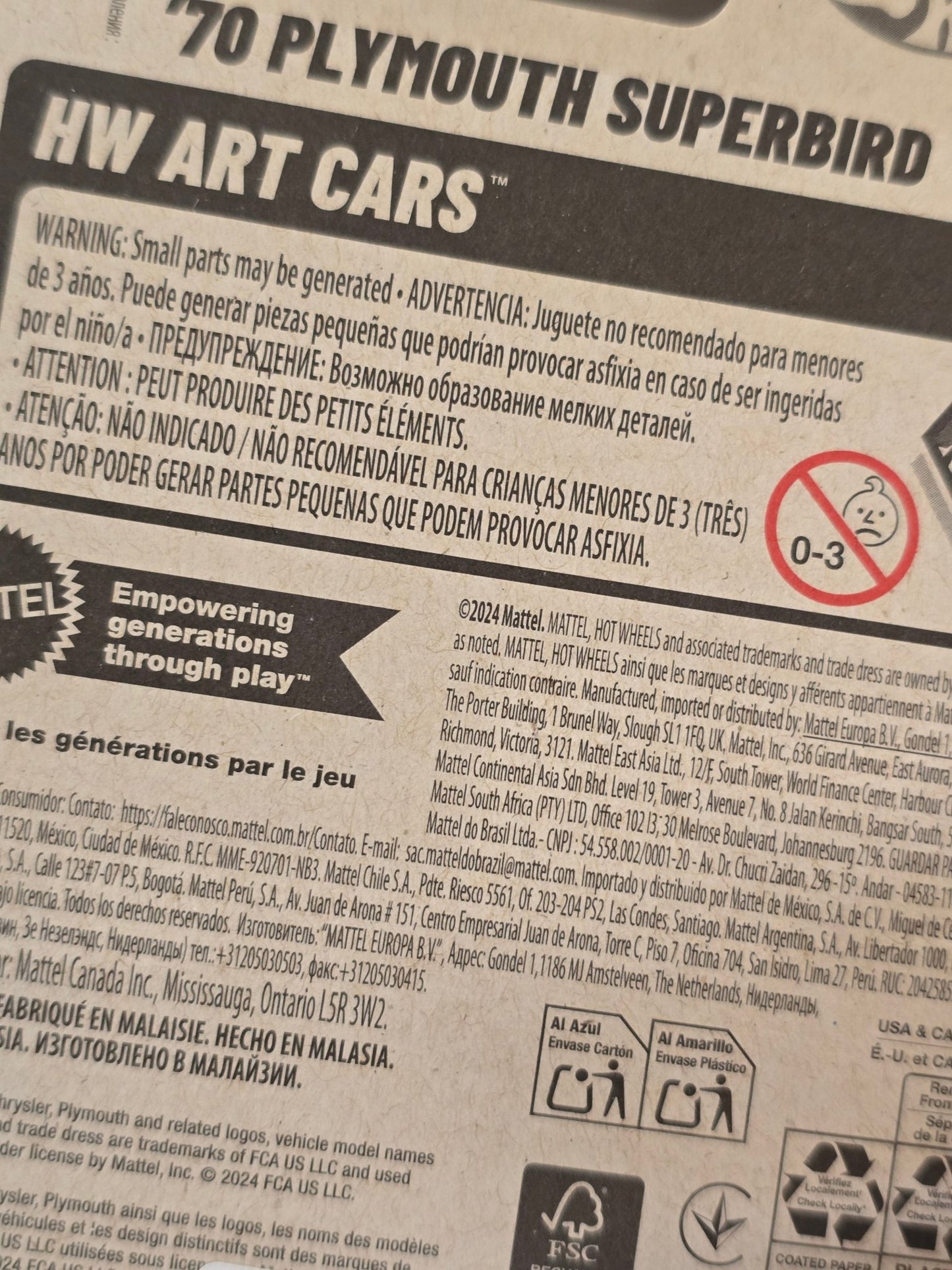 Hot Wheels 1970 Plymouth Superbird (Imported) - Kinder Logs