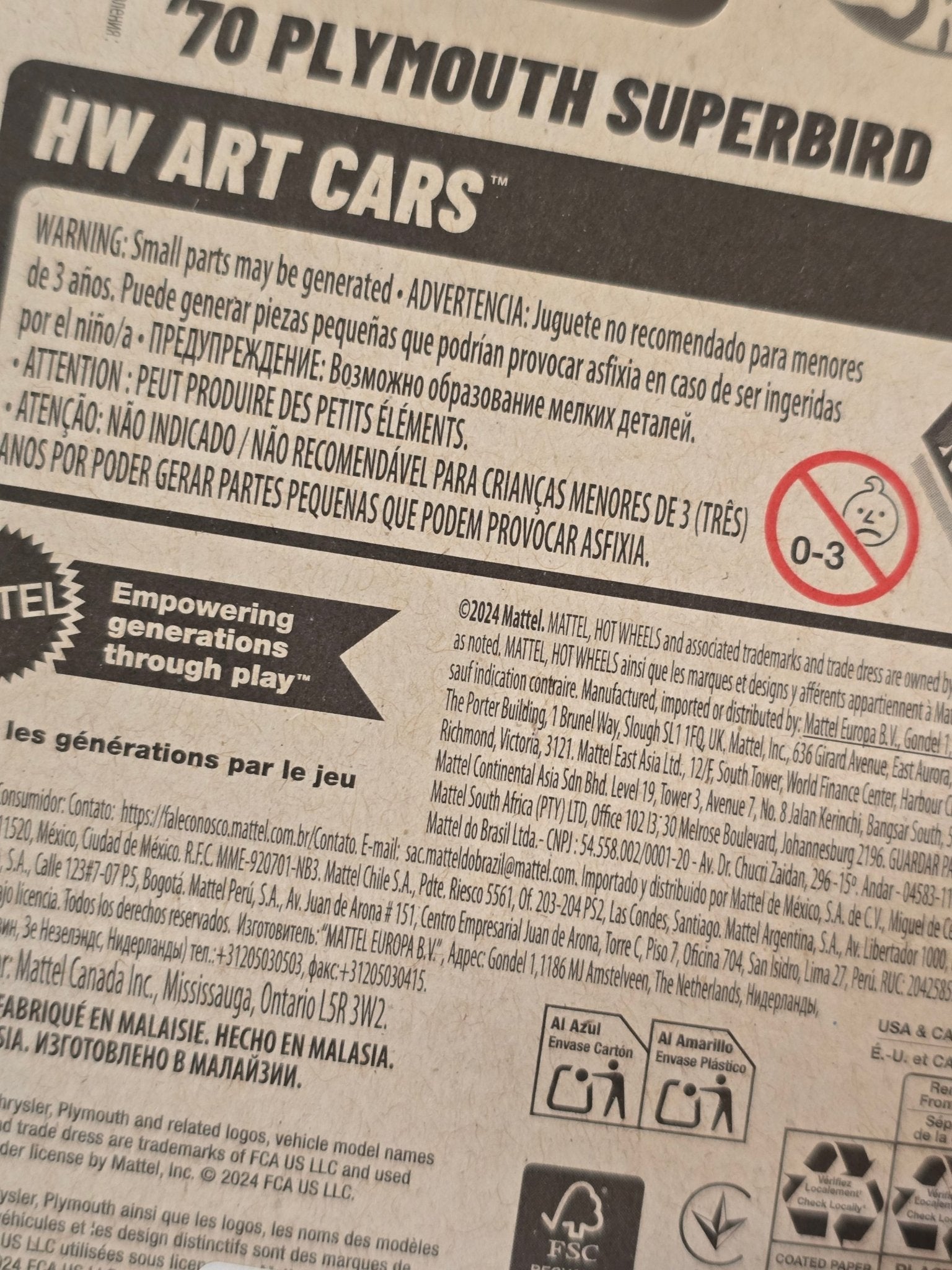 Hot Wheels 1970 Plymouth Superbird (Imported) - Kinder Logs