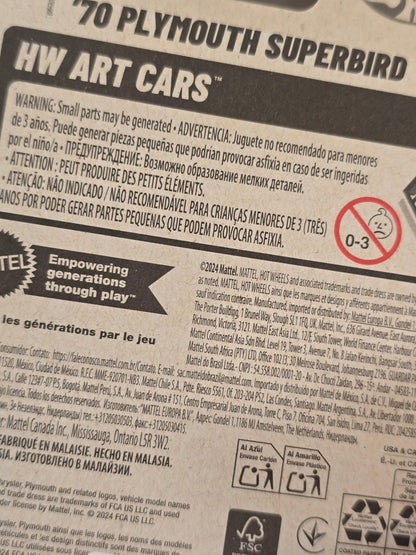 Hot Wheels 1970 Plymouth Superbird (Imported) - Kinder Logs