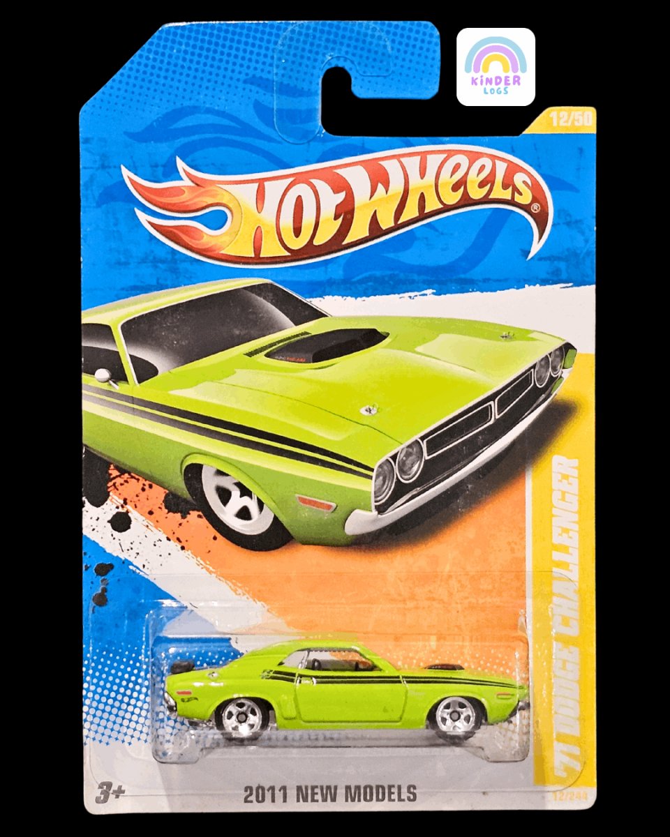 Hot Wheels 1971 Dodge Challenger - Green Color - Kinder Logs