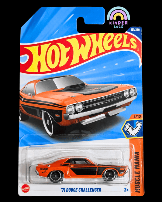 Hot Wheels 1971 Dodge Challenger - Orange (Imported) - Kinder Logs