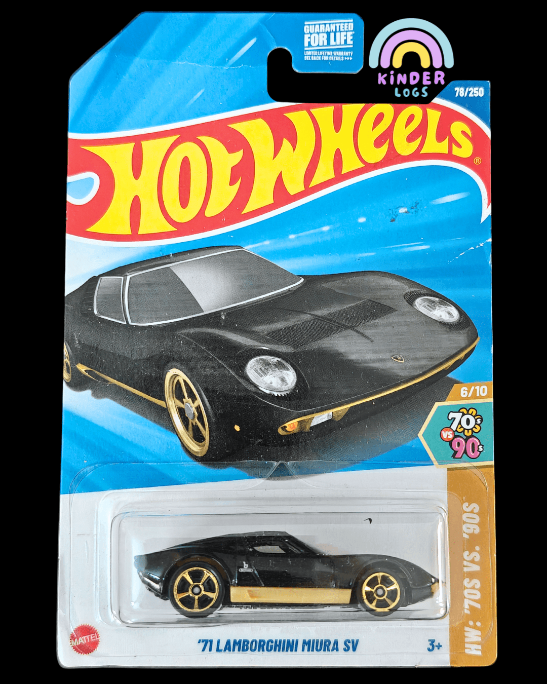 Hot Wheels 1971 Lamborghini Miura SV - Black (Imported) - Kinder Logs