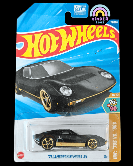Hot Wheels 1971 Lamborghini Miura SV - Black (Imported) - Kinder Logs