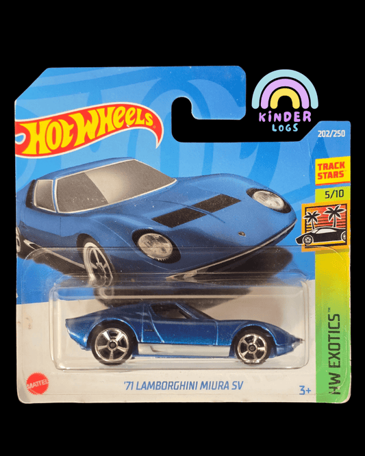 Hot Wheels 1971 Lamborghini Miura SV - Blue (Imported Short Card) - Kinder Logs