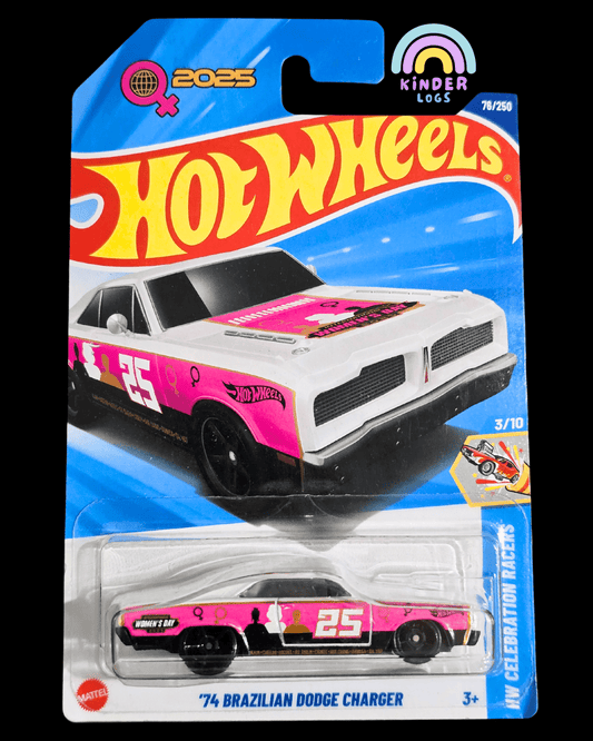 Hot Wheels 1974 Brazilian Dodge Charger Women's Day Edition (Imported) - Kinder Logs