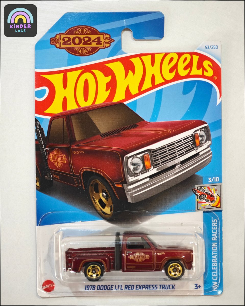 Hot Wheels 1978 Dodge Little Red Express Truck - Kinder Logs